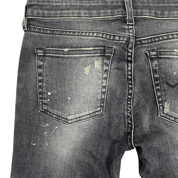 R13 Kate Skinny Jeans Women's 25" Orion Black Paint Splatter Distressed Goth Emo - Picture 11 of 15